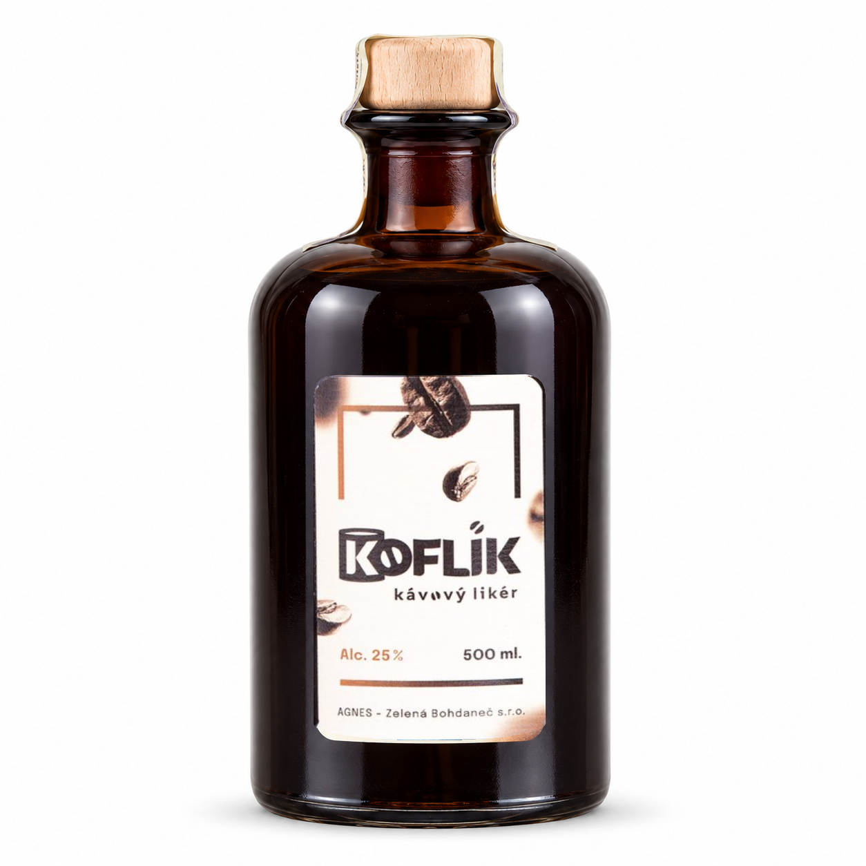 Agnes Koflík – kávový likér – 500ml — lahev na bílém pozadí