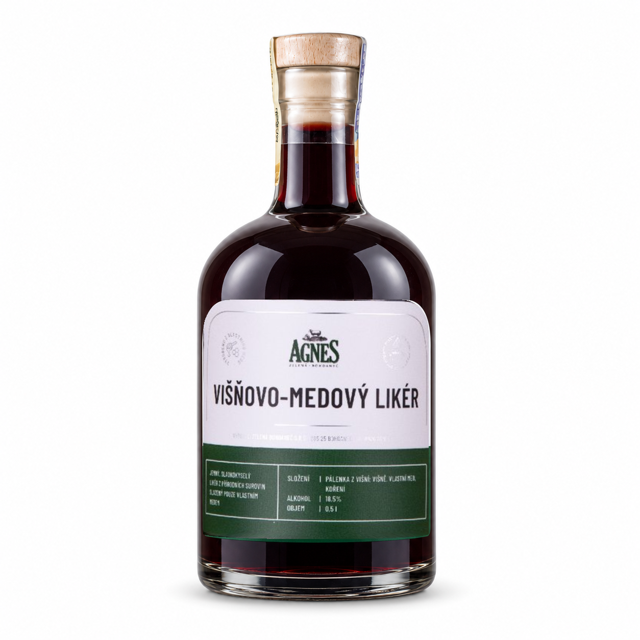 Agnes Višňovo-medový likér – 500ml — lahev na bílém pozadí