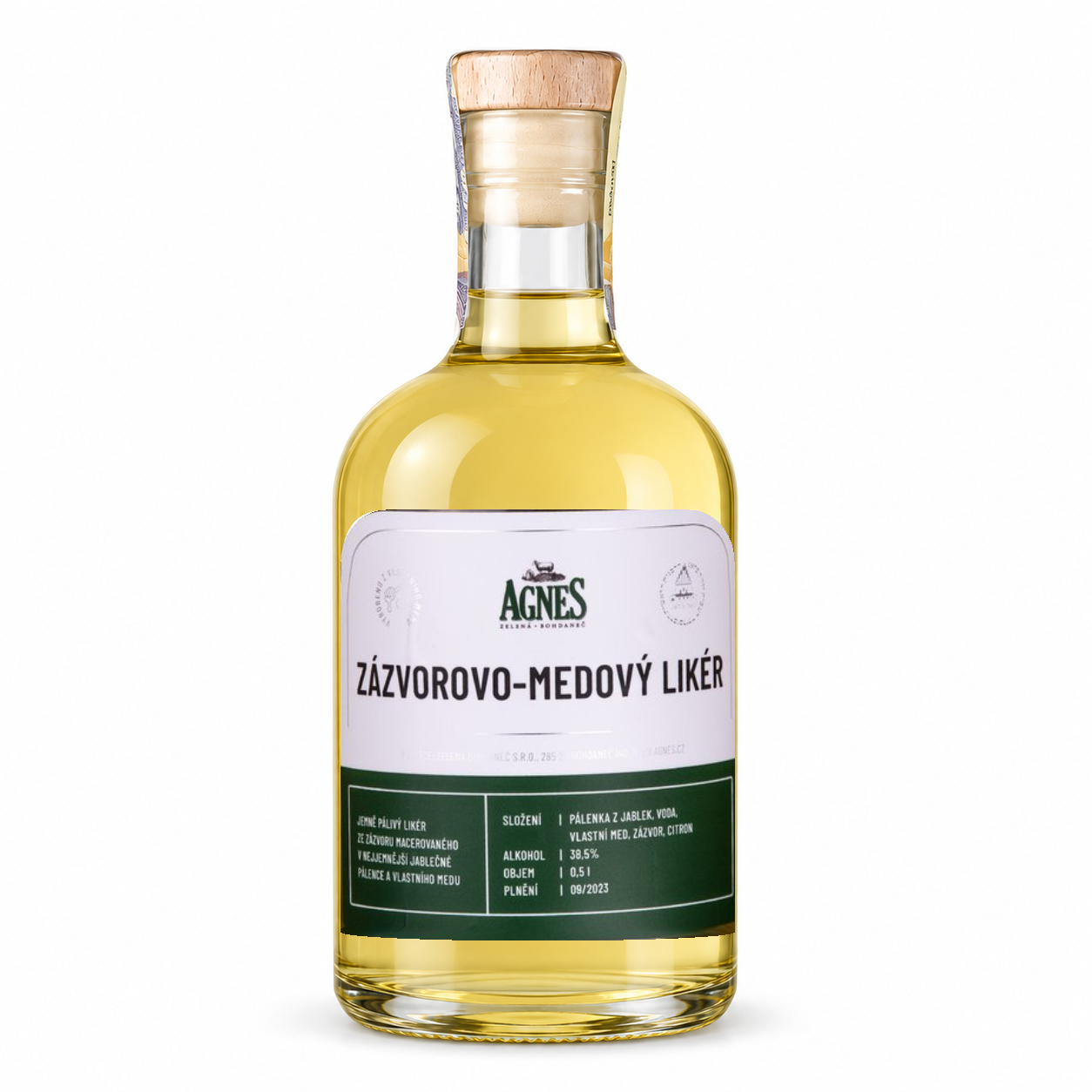 Agnes Zázvorovo-medový likér – 500ml — lahev na bílém pozadí
