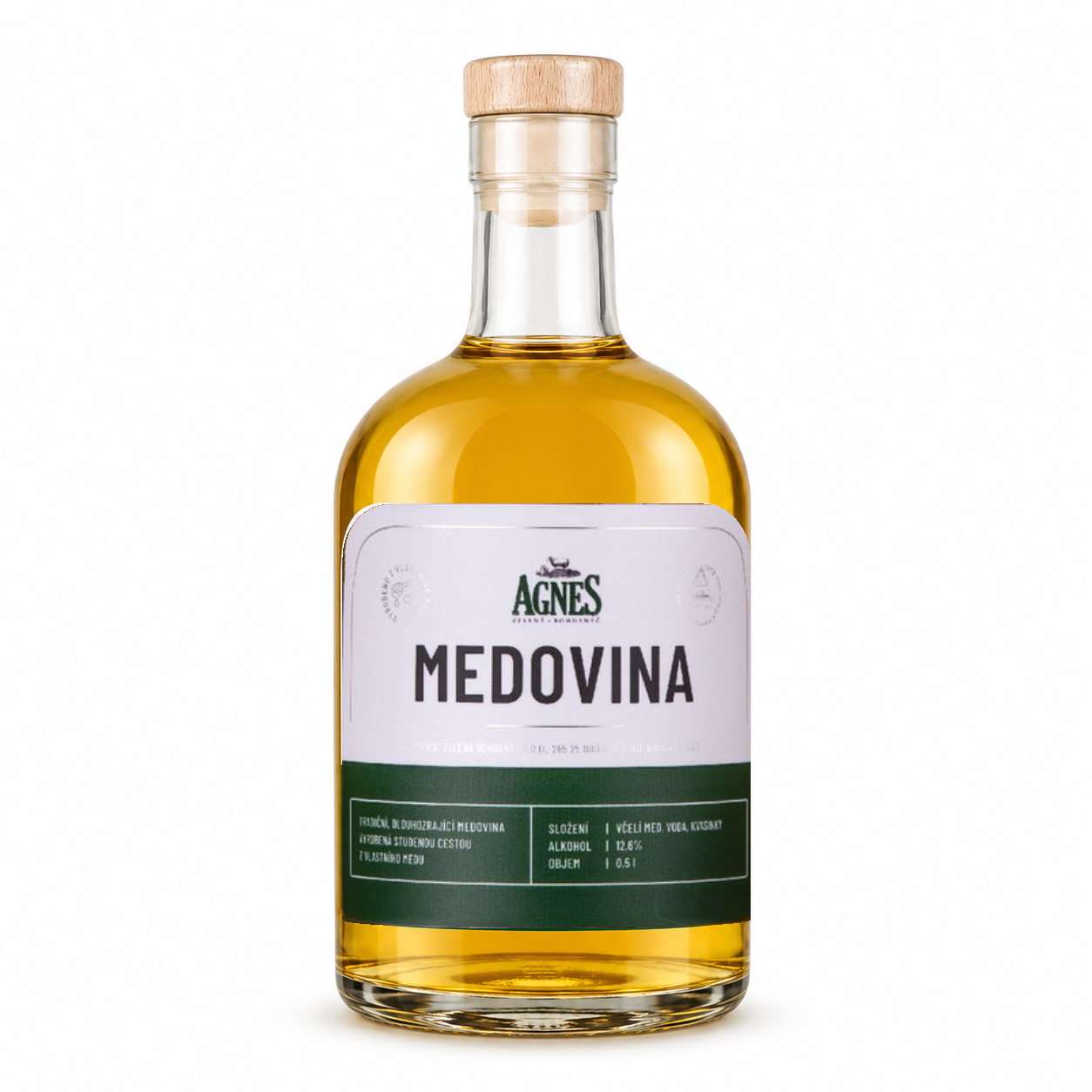 Agnes Medovina – 500ml — lahev na bílém pozadí